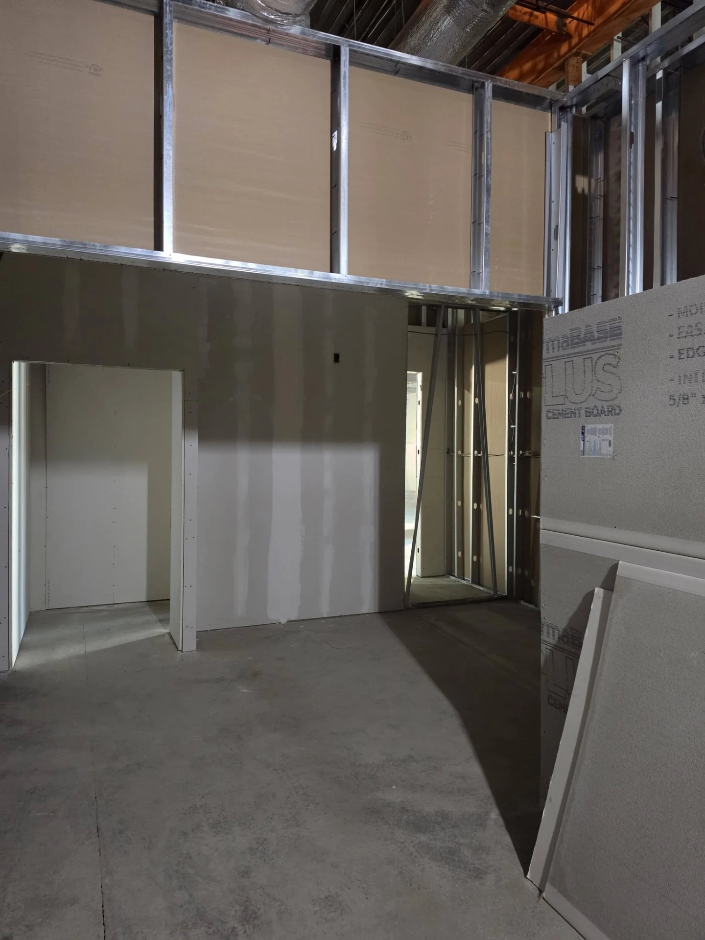 Wall openings and framing during construction.